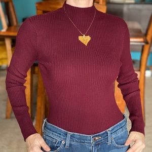 Hooked Up form fit ribbed sweater half-turtleneck